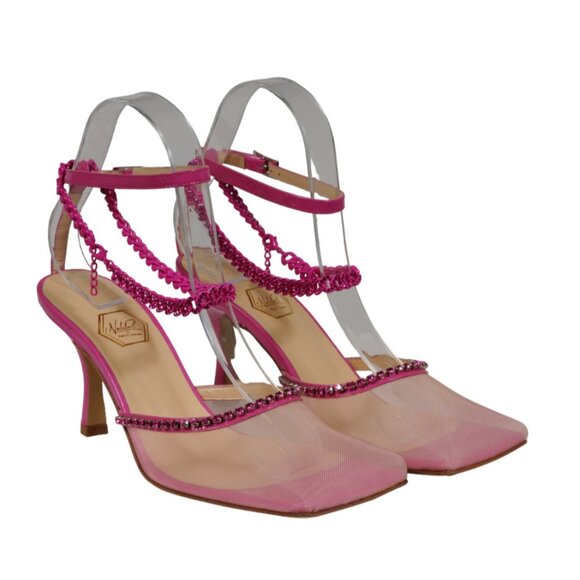 Nalebe Womens Stellar Mules Wildcard US 7 EU 37 Pink Mesh Square Toe Heels